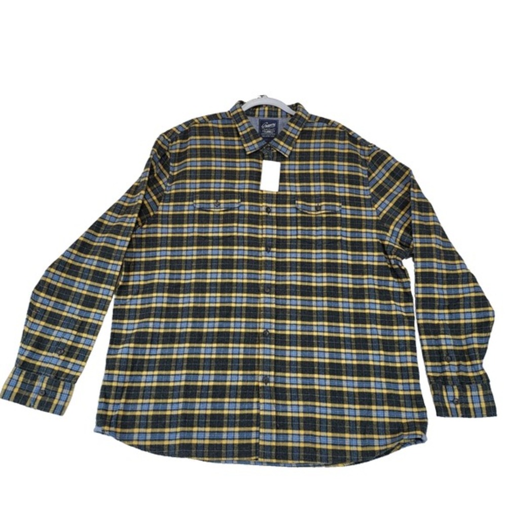 Grayers Heritage Flannel‎ Button Shirt Men XXXL Blue Yellow Plaid Cotton Grunge